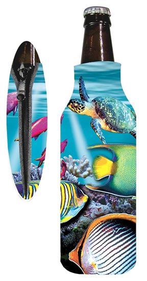 Picture of Marine Sports 4915REE Reef Scene Zipper Bottle Coolie Seascape Insulated Can / Bottle Kooler and Holder 4 Color Process
