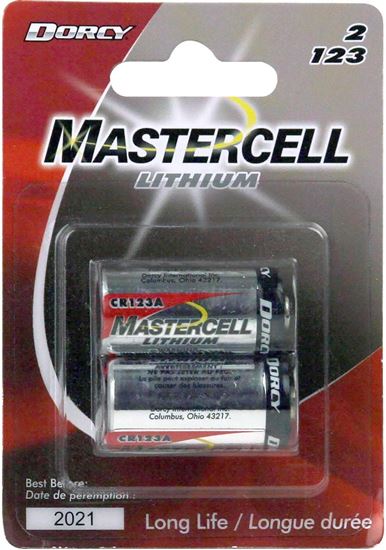 Picture of Dorcy 41-4108 Mastercell 2 Pack Lithium Coin Batteries 123A 3 Volts