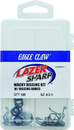 Picture of Eagle Claw LSWWKIT Lazer Sharp Wacky Worm Kit w/Bands Incudes 80Hooks & 20 O Rings