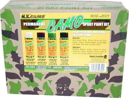 Picture of Hunters Specialties 00320 Camo Spray Paint Kit 4 12-oz Cans 4 cans and Stencil per kit