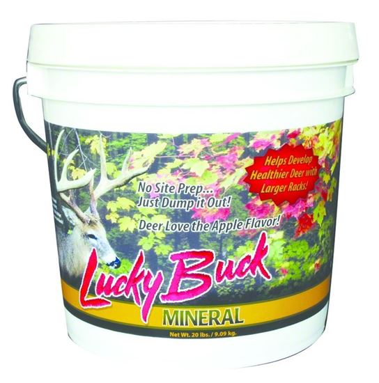 Picture of Lucky Buck LBM20 Deer Mineral Supplement, Apple Flavored, 20 lb Bucket