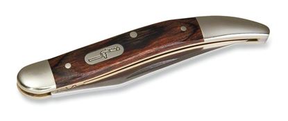 Picture of Buck 0385BRS Toothpick folding single Blade Pocket Knife, 3" 420J2 modified Clip Blade, wood grain handle w/nickel silver bolsters