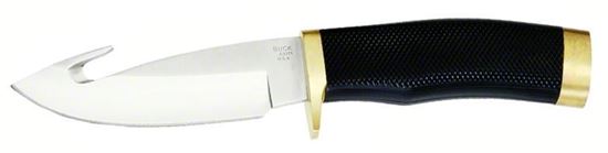 Picture of Buck 0691BKG Zipper Fixed Blade Knife, 4 1/8" Guthook Blade, Rubber Handle w/Brass Butt/Guard, Boxed