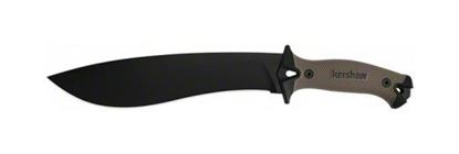 Picture of Kershaw 1077TAN Camp 10 Tan Knife, Machete, Powdercoated 10" blade, Tan textured, rubber grip handle, nylon sheath Box