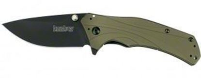 Picture of Kershaw 1870OLBLK Knockout Assisted Opening Folding Knife, 3.25" Blade, With Flipper, Sub Frame Lock, Deep Carry Pocket Clip, Olive/Black