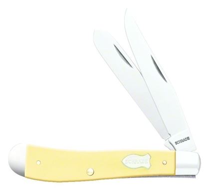 Picture of Old Timer 94OTY Gunstock Trapper Folding 2-Blade Pocket Knife, 3.9" Closed, Yellow Handle