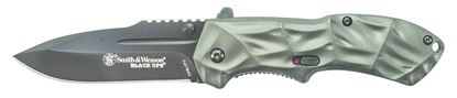 Picture of Smith & Wesson SWBLOP3 Black Ops M.A.G.I.C. Assisted Opening Liner Lock Folding Knife, Black 3.4" Blade, Pocket Clip