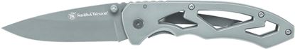 Picture of Smith & Wesson CK400LCP Large Frame Lock Folding Knife, Grey, 3" Clip Point Blade, SS Skeleton Handle, Pocket Clip