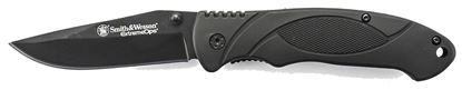 Picture of Smith & Wesson SWA25 Extreme Ops Liner Lock Folding Knife, Black, 3.3" Clip Point Blade, Rubber Handle, Pocket Clip