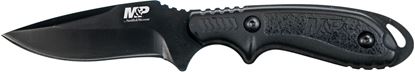 Picture of Smith & Wesson MPSHF1 M&P Shield Fixed Blade, 8Cr13MoV Black Oxide 3 Blade, Nylon Handle w/Thermoplastic Sheath, Full Tang, Thumb Jimping