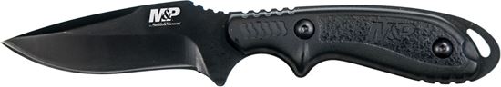 Picture of Smith & Wesson MPSHF1 M&P Shield Fixed Blade, 8Cr13MoV Black Oxide 3 Blade, Nylon Handle w/Thermoplastic Sheath, Full Tang, Thumb Jimping