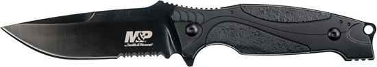 Picture of Smith & Wesson MPM2.0F40 M&P 2.0 Fixed Blade, 8Cr13MoV Steel 4 Blade, Rubber Overmold Handle w/ Thermoplastic Sheath, Full Tang, Thumb Jimping