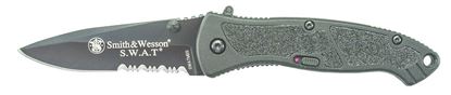 Picture of Smith & Wesson SWATMBS Medium S.W.A.T. M.A.G.I.C. Assisted Opening Liner Lock Folding Knife, Black. 3.2" Part Serrated Blade, Pocket Clip