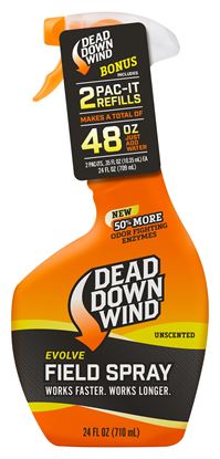 Picture of Dead Down Wind 134818 Evolve 3D+ Odor Eliminator Field Spray & Pac it Combo 48oz