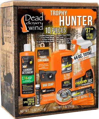 Picture of Dead Down Wind 2085 Trophy Hunter Kit 64oz Field Spray 8oz Laundry Det Face Paint 5Colors 4.5oz Bar Soap SPF30 Lip Balm