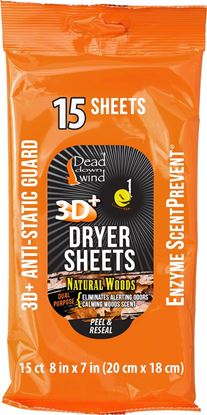 Picture of Dead Down Wind 11913 3D+ Natural Woods Scent Dryer Sheets, 8" x 7", 10 ct. PDQ Shelf Display