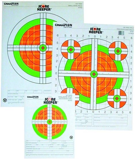 Picture of Champion 45762 Scorekeeper 100Yd Small Bore Rifle Target, Flourescent Orange/Green Bull, 14"x18", 12Pk