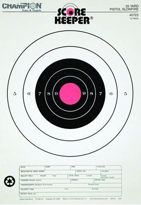 Picture of Champion 45723 Scorekeeper 25Yd Pistol Slow Fire Target, Orange Bull, 11"x16", 12Pk