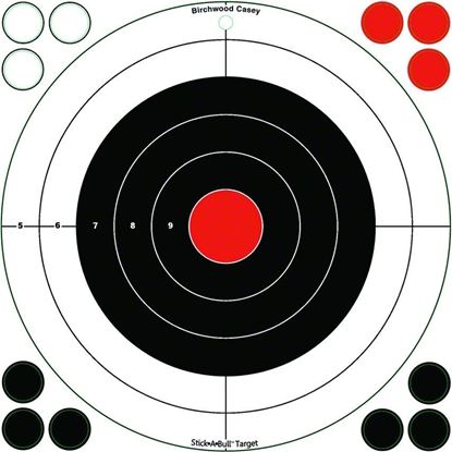 Picture of Birchwood Casey 33912 Stick-A-Bull 12" Bullseye Target 5/Pk