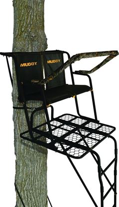 Picture of Muddy MLS2300 Partner 17' 2-Man Ladderstand, Flip-Back Rail, 37"W Flex-tek Seat, 2 Safety Harnesses