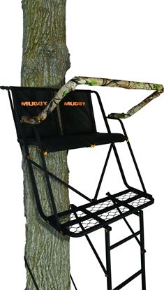 Picture of Muddy MLS2200 Side-Kick 16' 2-Man Ladderstand, Flip-Back Rail, 38"W Flex-tek Seat, 2 Safety Harnesses