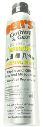 Picture of Ben's 0006-7600 Clothing & Gear Insect Treatment/Repellent Aerosol, 0.5% Permethrin, Unscented, 6oz