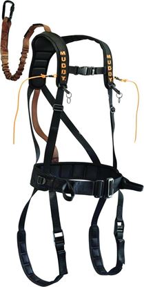 Picture of Muddy MSH400-L Safeguard Treestand Safety Harness, Flexible Tether, Padding, Extra Cushion, Black, Large
