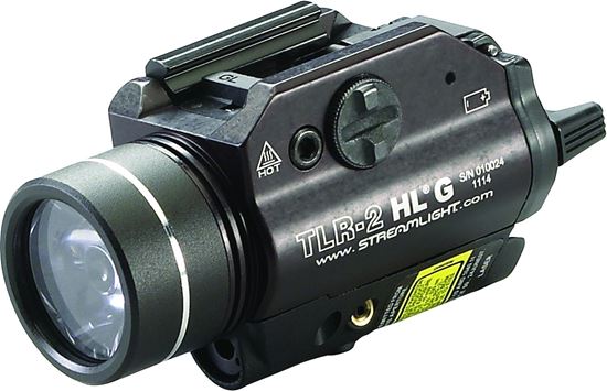 Picture of Streamlight 69265 TLR-2 w/White LED and Green Laser;Includes Rail Locating Keys for Glock style, 1913 Picatinny, S&W 99/ TAW Beretta 92 and (2) lithium batteries.
