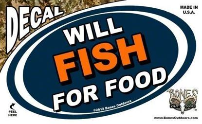 Picture of Bones D1310F Oval Decal, Will Fish For Food