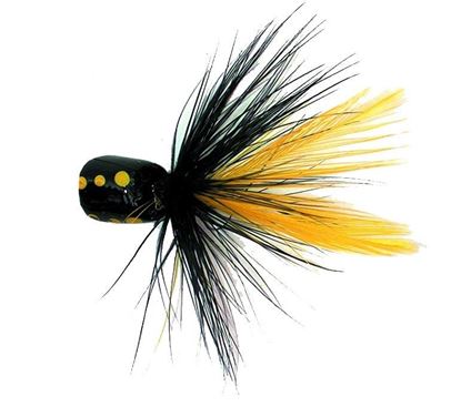 Picture of Gaines GPB3216-12 Gnat Popper, Sz 12 Hook, Black/Yellow Dot